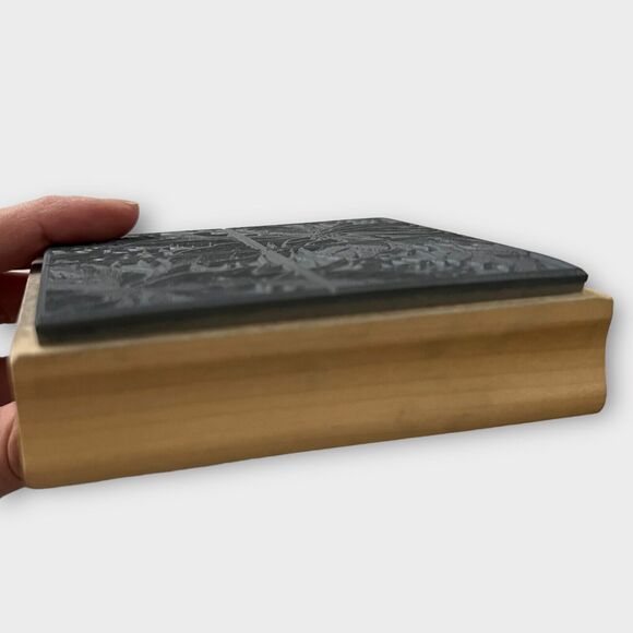 Magenta Christmas Poinsettias Holly Berry 4 Panel Stained Glass Window Stamp - Picture 4 of 10